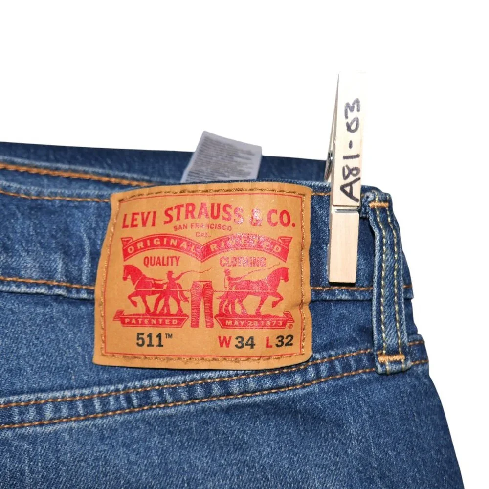 Levi's 511 Slim Fit Jeans Men's Size 34x32 Stretch Denim Dark Wash NWT